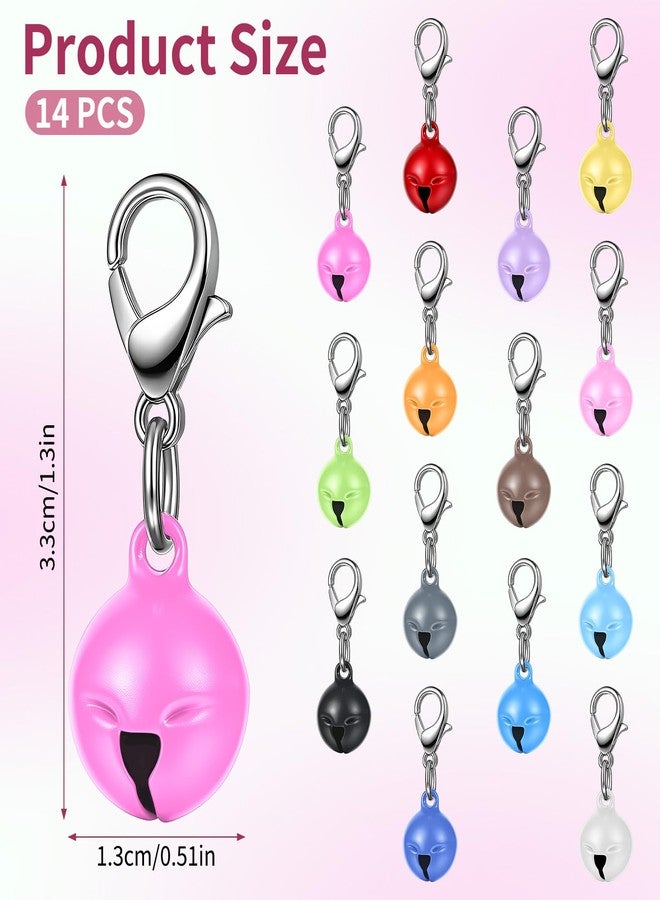 Larrel 14 Pcs Pet Bell, Small Dog Collar Bell with Key Rings Clasps Cat Collar Charms Pet Pendant Accessories for Small Animal Dog Goat Puppy Kitty Pets Training to go Outside 1/2-Inch (Colourful) - Image 2